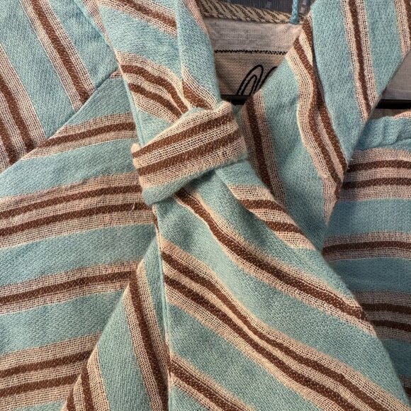 Ace & Jig Light Blue Striped Shirt with Tie Collar - L - Picture 8 of 11